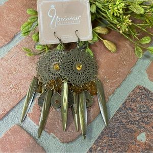 Fashion Long Dangle Bronze Colored Lightweight Earrings Hook Backs